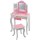 Masuta de toaleta copii cu 3 oglinzi, sertar si scaun Roz-Alb - Vanity Table and Stool 